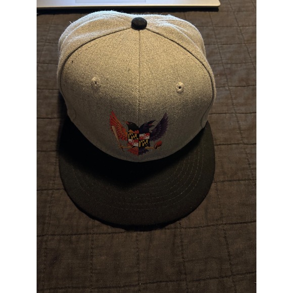 Three In Maryland Baseball Football Fitted‎ Hat Cap Raven Orioles - Picture 1 of 4